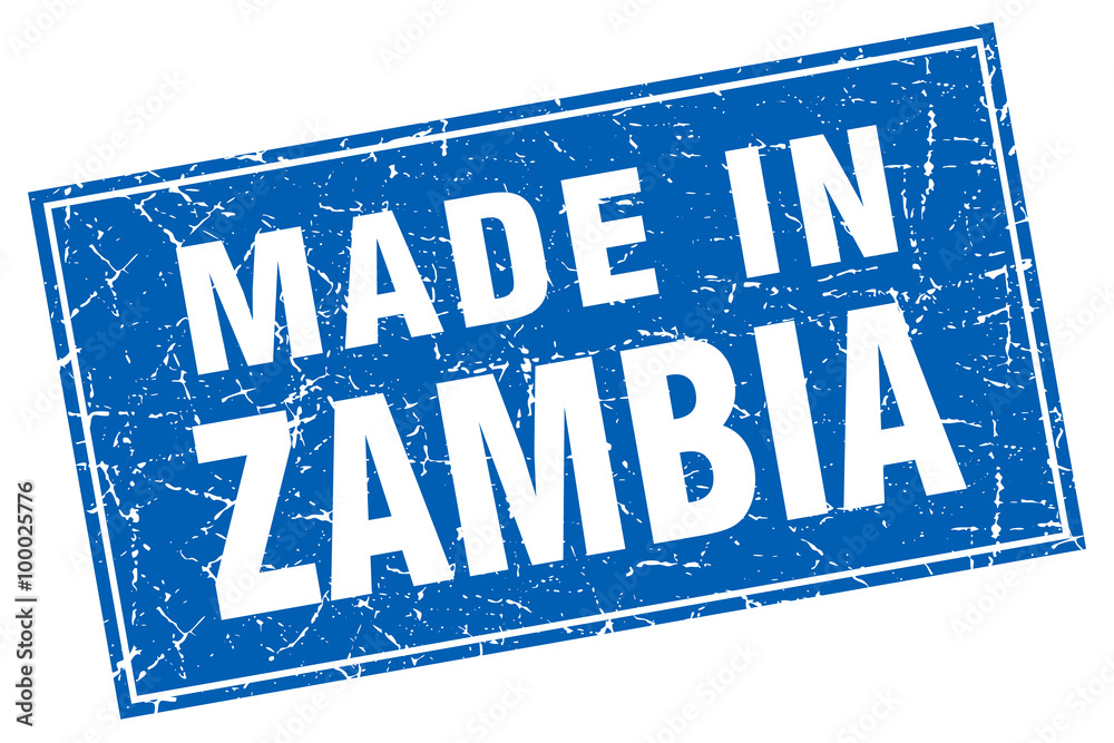 Zambia blue square grunge made in stamp Zambia blue square grunge made in stamp