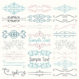 Vector Colorful Hand Drawn Dividers, Frames, Swirls