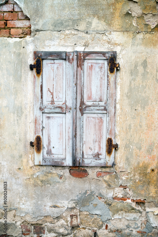 old window / old window with wooden shutter old window / old window with wooden shutter