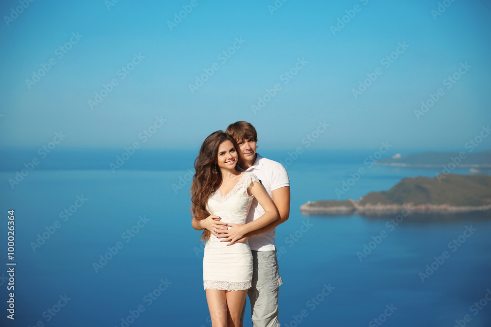 Romantic young couple in love on vacation. Travel, vacation. Hap Romantic young couple in love on vacation. Travel, vacation. Hap