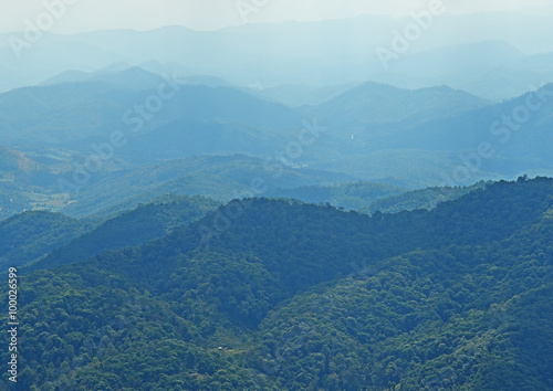 Fototapeta Naklejka Na Ścianę i Meble -  Green Mountain Forest sky background