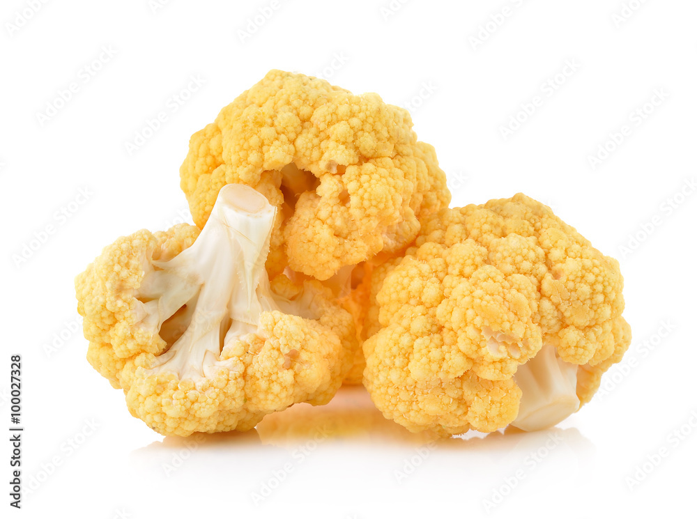 yellow cauliflower on white background
