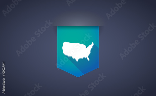 Long shadow ribbon icon with  a map of the USA