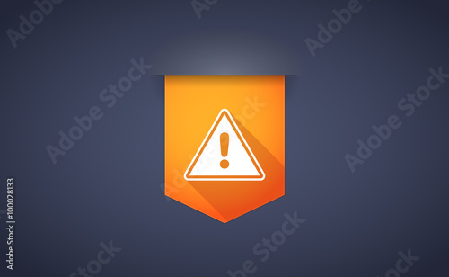 Long shadow ribbon icon with a warning signal