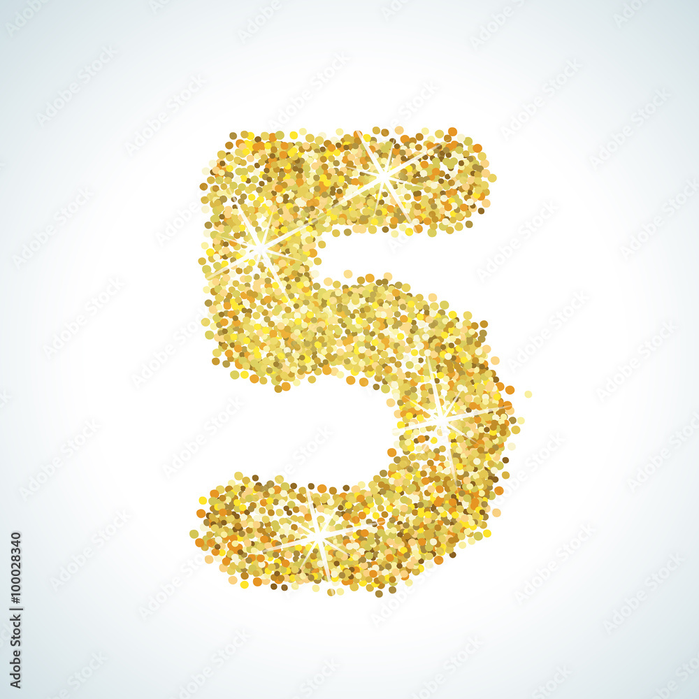 Five number in golden style. Vector illustration gold design Five number in golden style. Vector illustration gold design