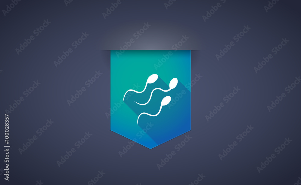 Long shadow ribbon icon with sperm cells Long shadow ribbon icon with sperm cells