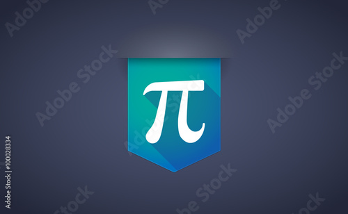 Long shadow ribbon icon with the number pi symbol