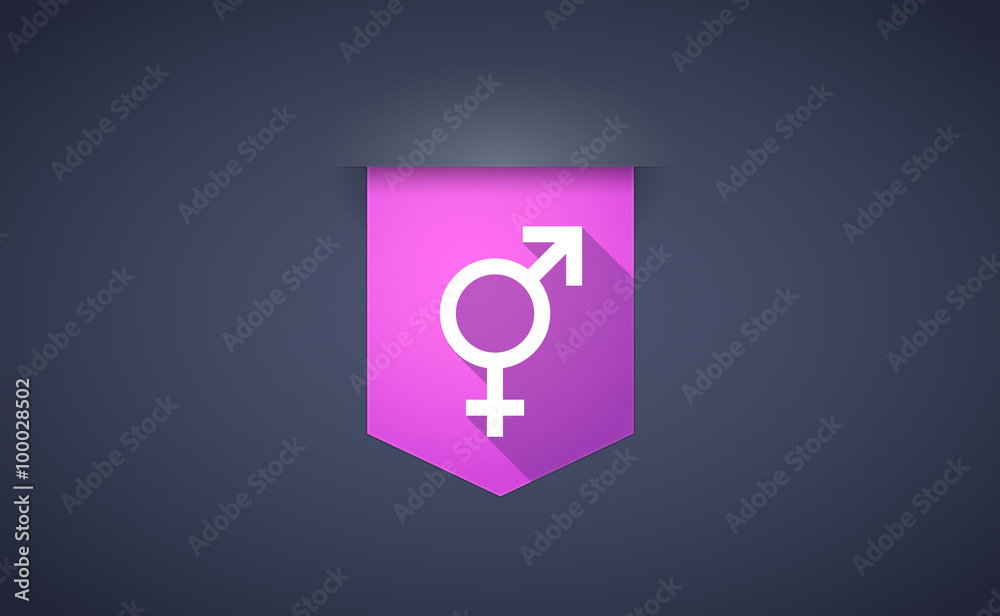 Long shadow ribbon icon with a bigender symbol Long shadow ribbon icon with a bigender symbol