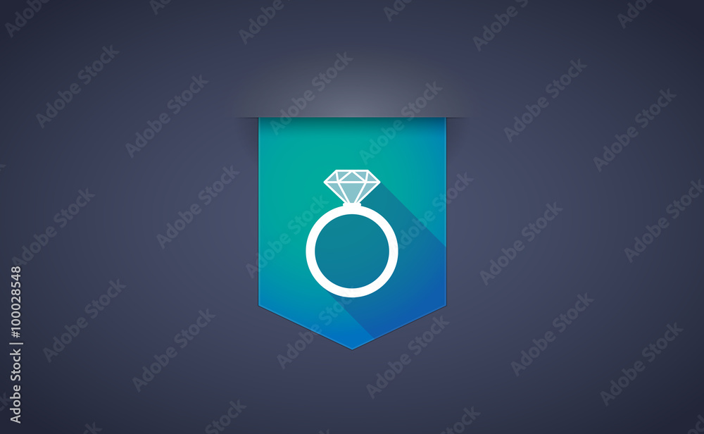 Long shadow ribbon icon with an engagement ring