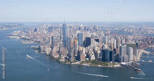 Helicopter view of New York City. photo