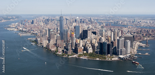 Helicopter view of New York City. photo