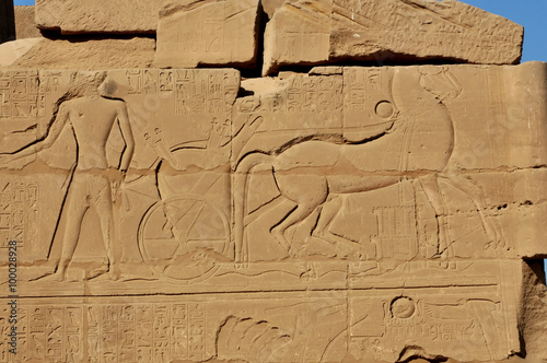 Ramses and chariot carving at Karnak Temple