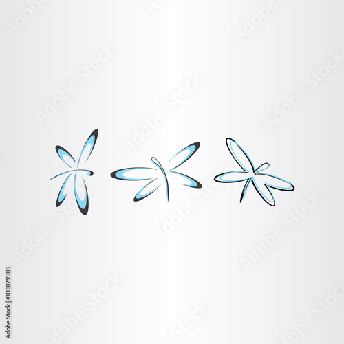 stylized dragonfly vector logo icon set