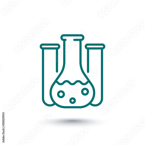 Chemistry icon, lab glass test tube, chemistry lab line icon, vector illustration