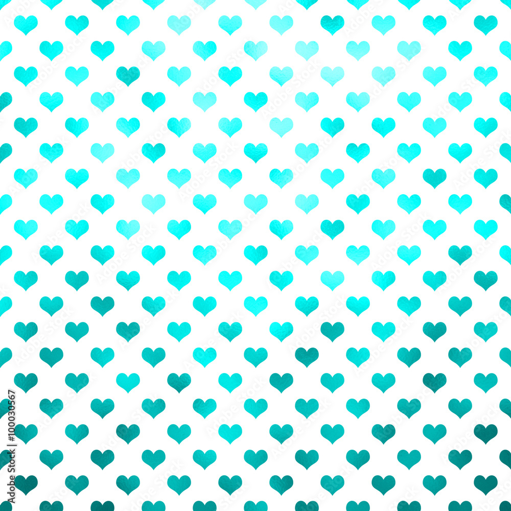 Blue Teal Hearts Polka Dot Pattern Hearts