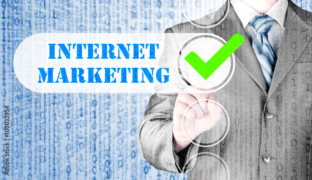 business man pressing checkbox internet marketing business man pressing checkbox internet marketing