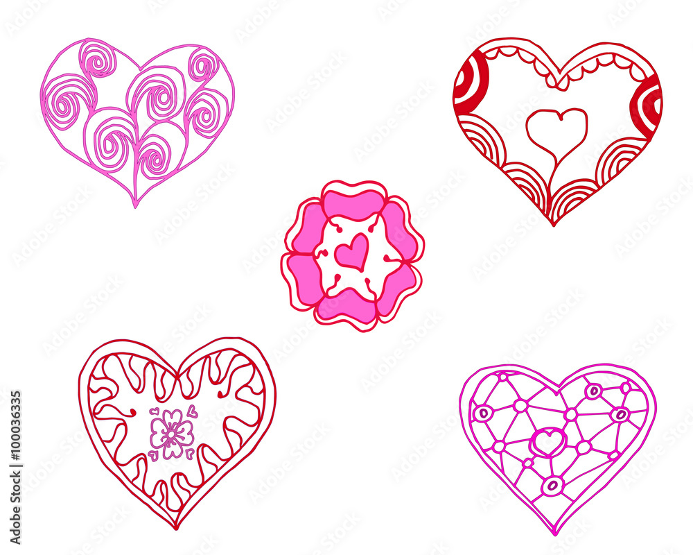 pink painted hearts set