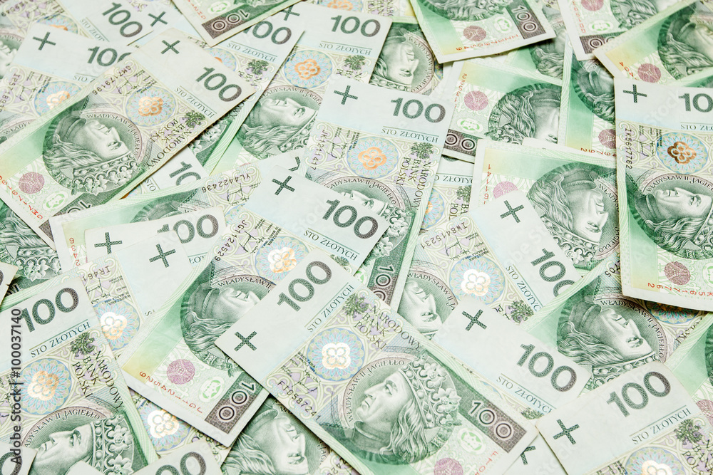 Polish money in denominations of 100