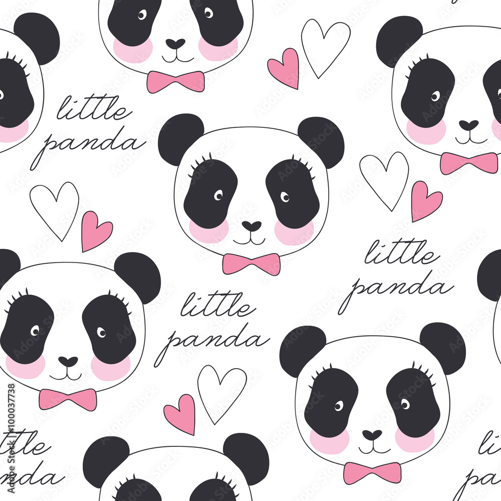 Obraz premium seamless little panda pattern vector illustration