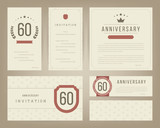 Sixty years anniversary invitation cards template. Vector illustration.