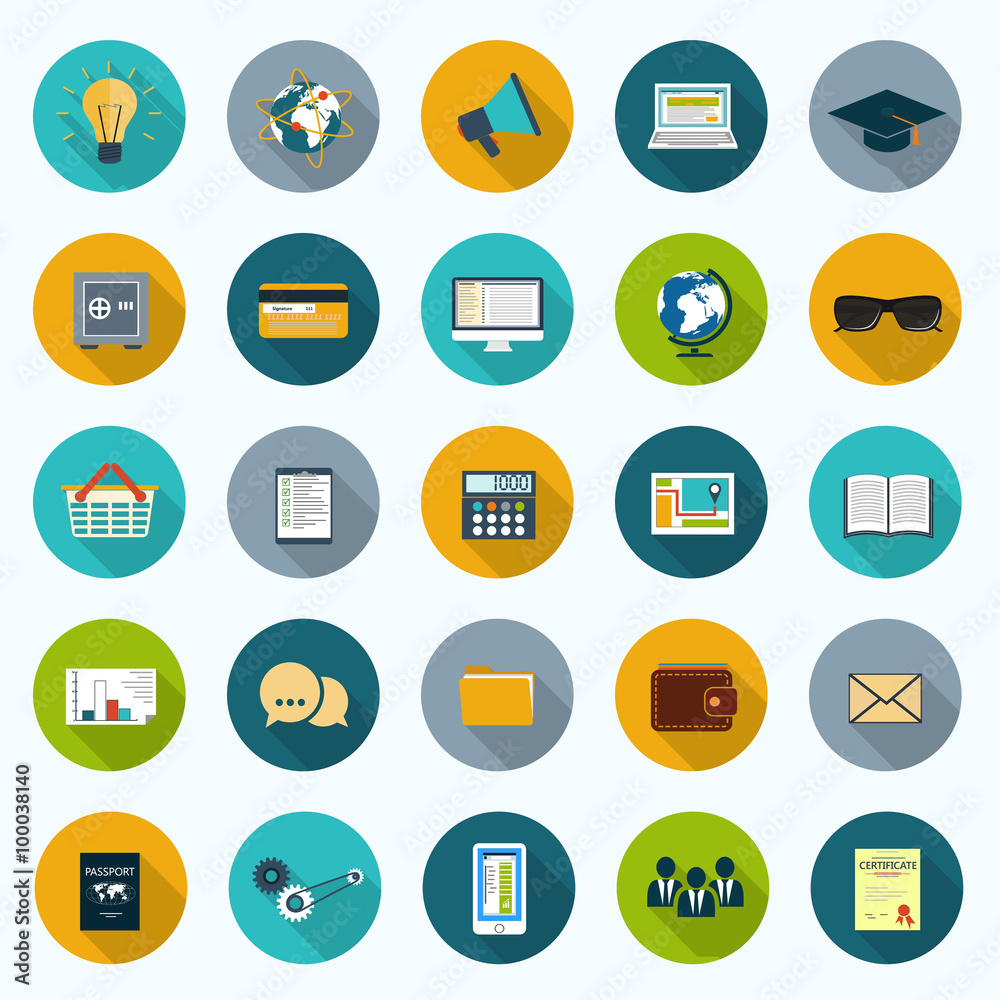 Set of modern icons in flat design Set of modern icons in flat design
