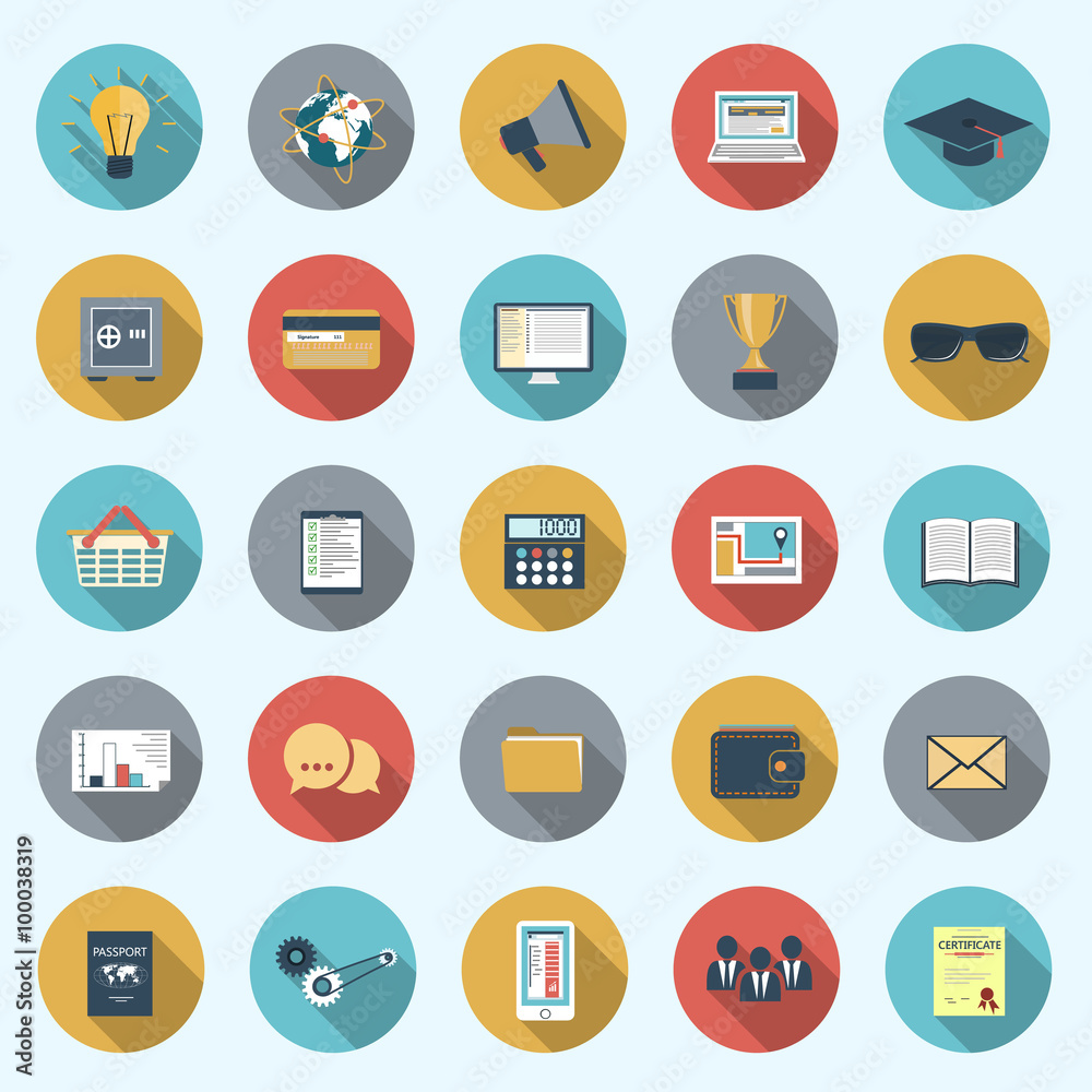 Set of modern icons in flat design Set of modern icons in flat design