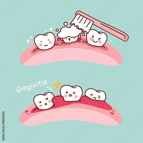 cartoon tooth brush and gingivitis