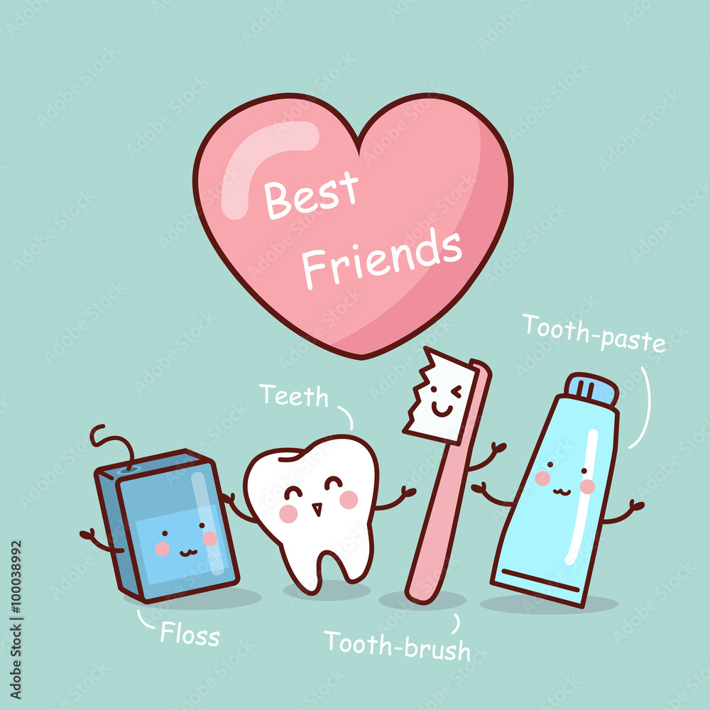 Happy cartoon tooth friend