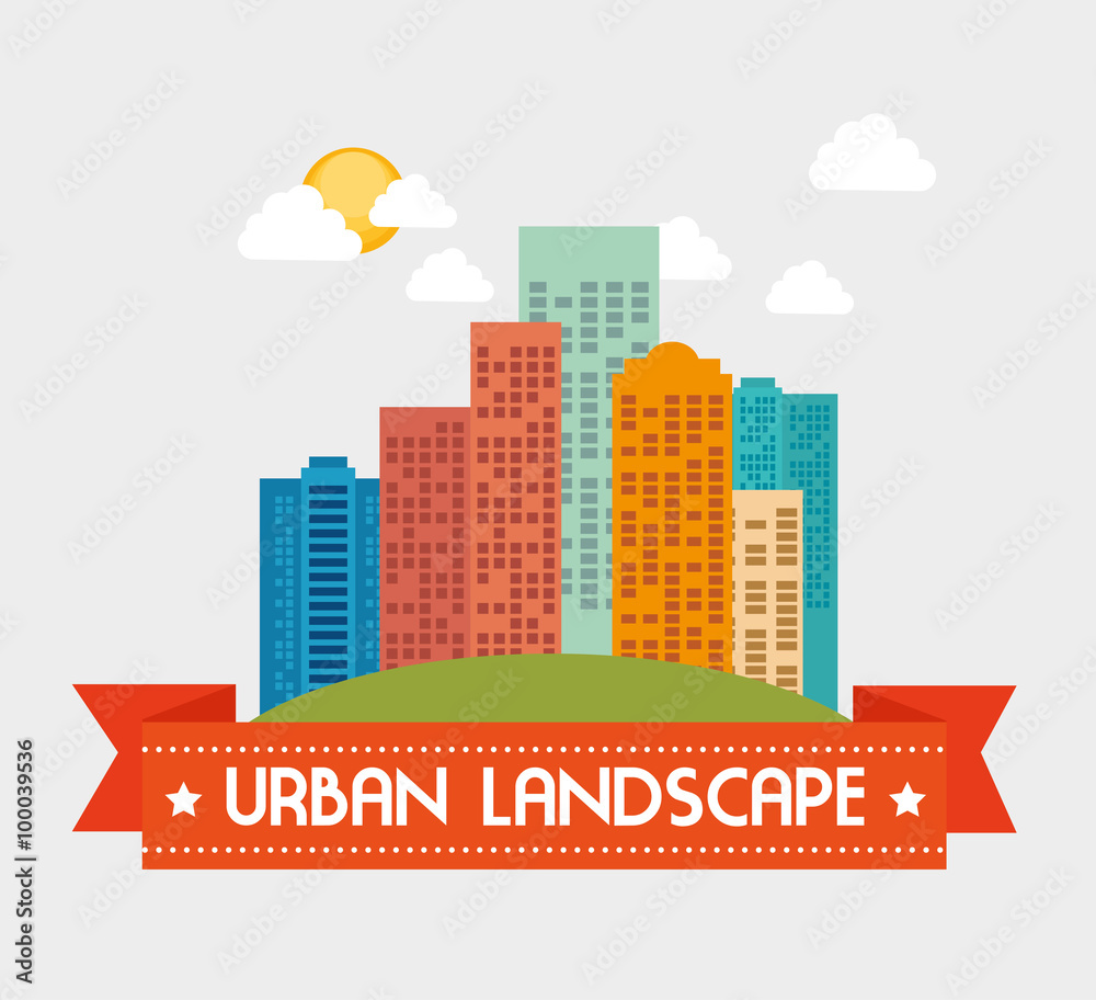 Urban buildings graphic 