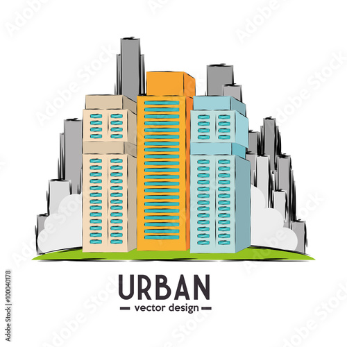 Urban buildings graphic 
