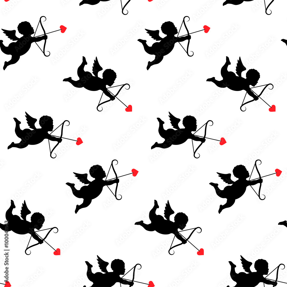 Valentine day seamless pattern with cupids