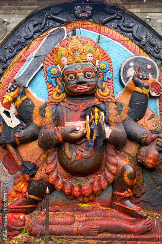 Kal Bhairav statue at Durbar Square in Kathmandu, Nepal photo