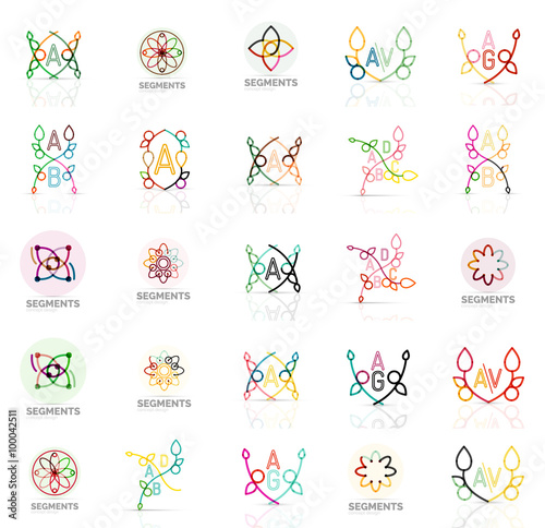 Linear abstract logos, letters, swirls