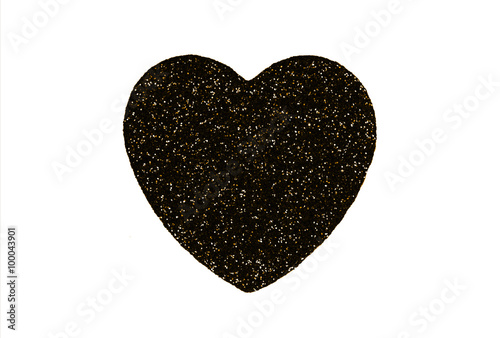 black glitter heart on white background