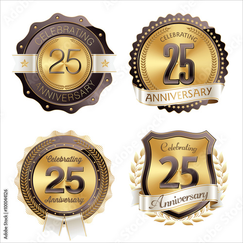 Gold and Brown Anniversary Badges 25th Year's Celebration