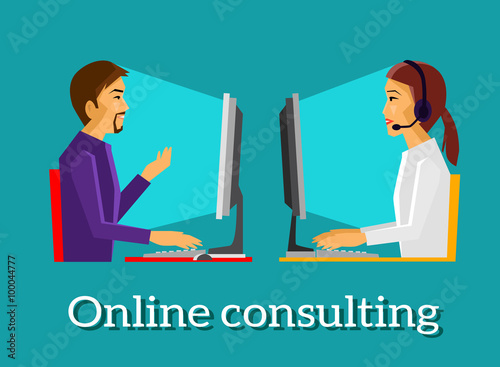 Online Consulting Design Flat Concept