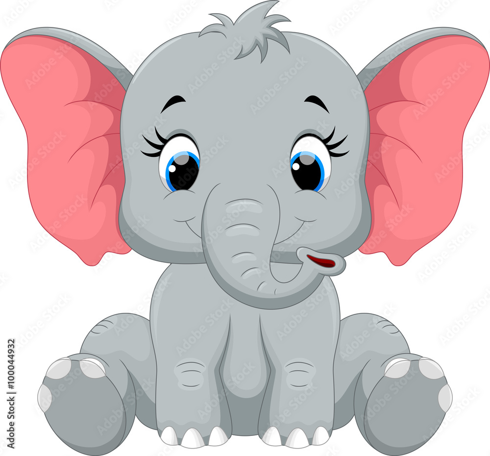 Fototapeta premium Słodkie dziecko kreskówka słoń siedzi