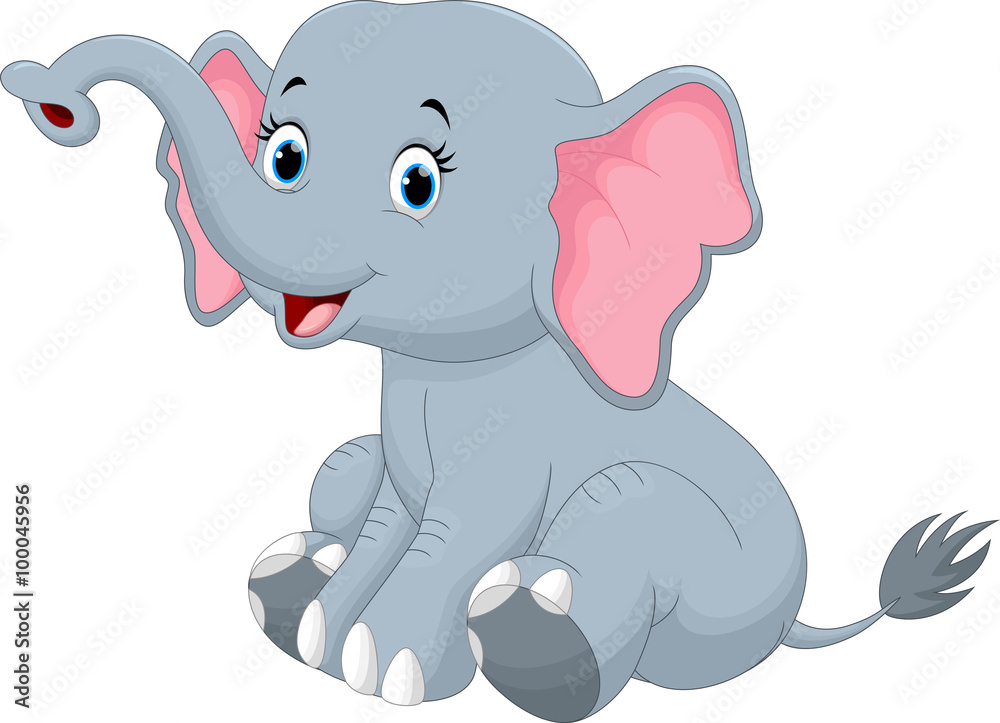 Naklejka premium Cute elephant cartoon sitting