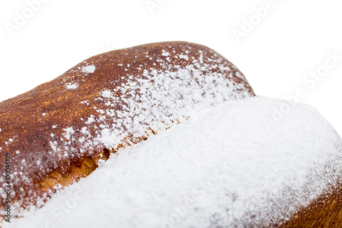 Delicious cake with powdered sugar.
