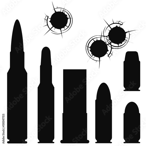 .Bullet, cartridge case and bullethole with cracks