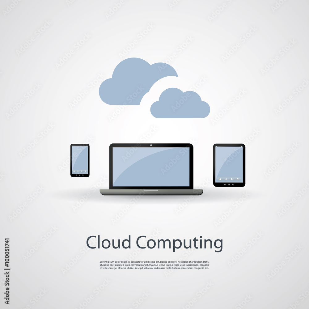 Cloud Computing and Networks Concept with Laptop Computer, Tablet and Smartphone. Eps 10 Stock Vector Illustration Cloud Computing and Networks Concept with Laptop Computer, Tablet and Smartphone. Eps 10 Stock Vector Illustration