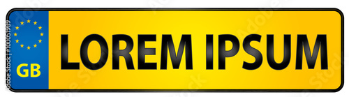 Vehicle registration plate of Great Britain Illustration