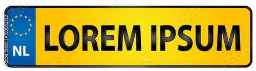 Vehicle registration plate of Netherlands Illustration