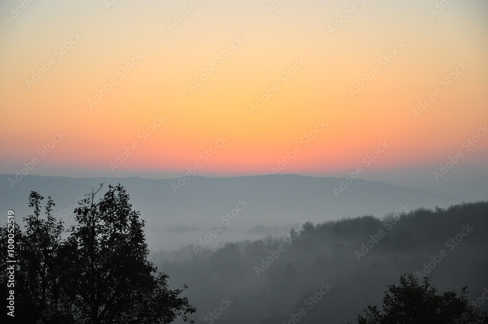 Sunrise in the hills of Mehedinti