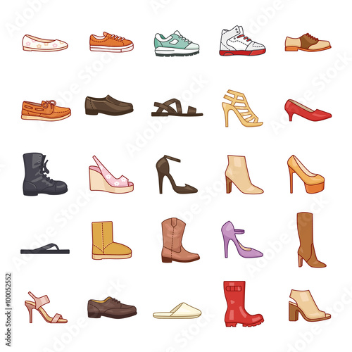 Shoes color vector icons