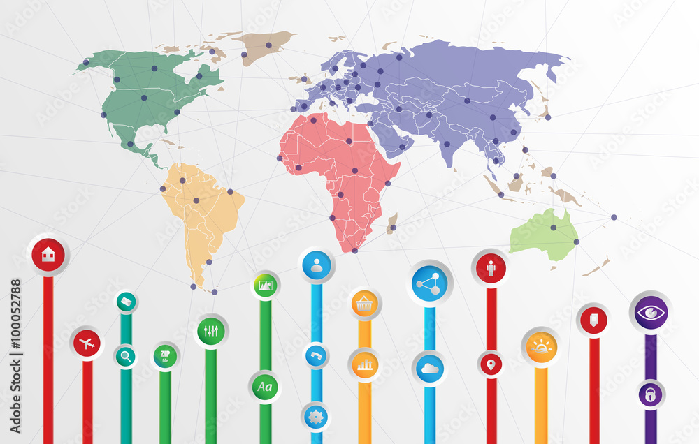 Obraz premium Business world button set