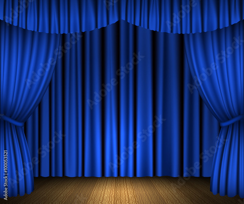 Blue open curtains