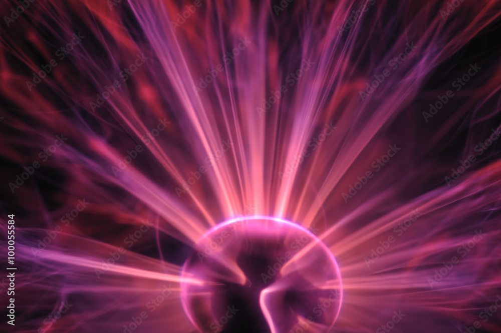 Plasma ball making electric discharges from a central electrode Plasma ball making electric discharges from a central electrode
