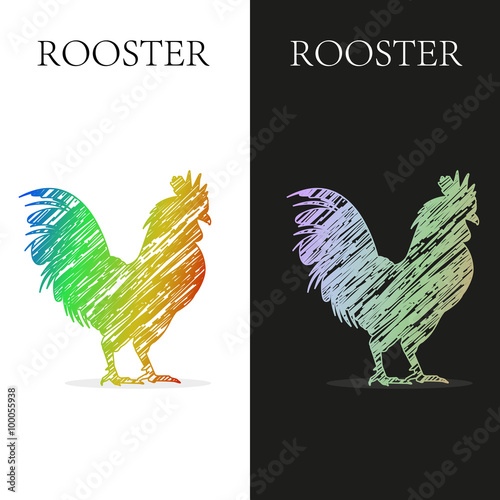 Rooster logo painted in colors