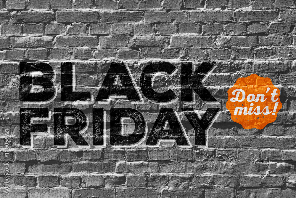 Black friday rectangular banner. Lettering on the wall. Black friday rectangular banner. Lettering on the wall.